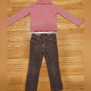 Mini Boden Striped Turtleneck and Corduroy Pants